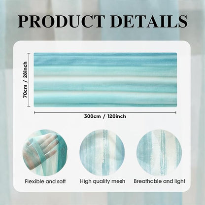 Artoid Mode Boho Blue Stripes Spring Chiffon Table Runner 120 Inches 10FT - Image 6