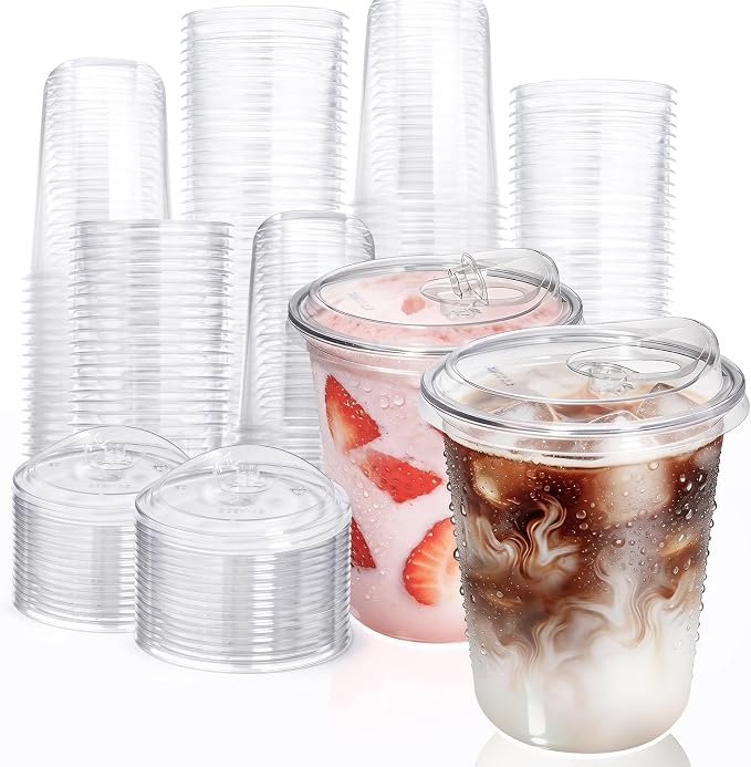 Fit Meal Prep 100 Pack 16 oz Round Bottom Clear Plastic Cups by FMPBRANDS