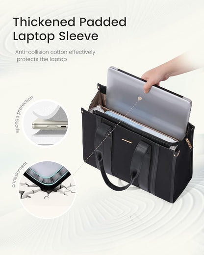 LOVEVOOK laptop bag for women 15.6 inch large Lightweight canvas work tote bags - Image 6