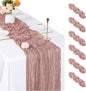 6 Pack Dusty Pink Cheesecloth Table Runner, 17 x 108 inch, Semi Sheer Boho by ACSUIT