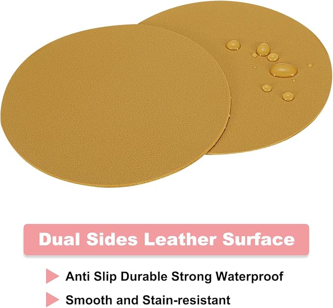 uxcell Round Drink Coasters Set of 6 Dual Sided Non-Slip Non-Stick Waterproof - Image 3