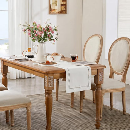 Rustic Burlap Table Runner, Off White Table Runners 60 inches Long | Double - Image 5