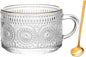 Vintage Glass Coffee Mug, 14 Ounces Clear Embossed Glass Cup by Unknown