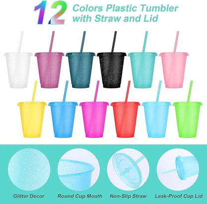 24 Pcs Plastic Tumblers with Lids and Straws, Reusable Cups with Lids Plastic - Image 3
