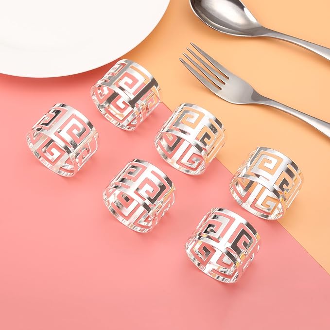 6PCS Hollow Out Napkin Ring Holder - Image 2