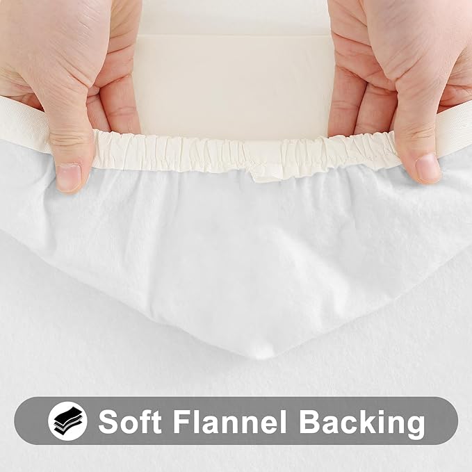 Smiry Rectangle Tablecloth, Elastic Fitted Flannel Backed Vinyl Tablecloths for 6ft Folding Tables, Waterproof Wipeable Table Covers for Indoor, Outdoor, Picnic and Camping (Beige, 30"x72")