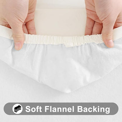 Smiry Rectangle Tablecloth, Elastic Fitted Flannel Backed Vinyl Tablecloths for 5ft Folding Tables, Waterproof Wipeable Table Covers for Indoor, Outdoor, Picnic and Camping (Beige, 30"x60")