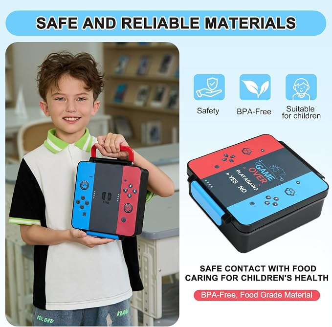 Gamer Bento Lunch Box for Kids, 60 OZ Kids Lunch Box - Image 5