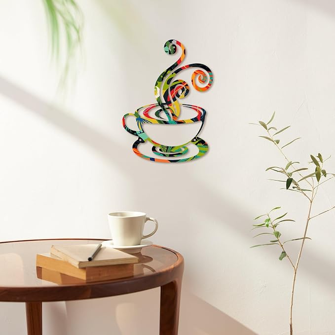 Oubasa Metal Pour Coffee Cup Wall Decor, Minimalist Cafe Themed - Image 2