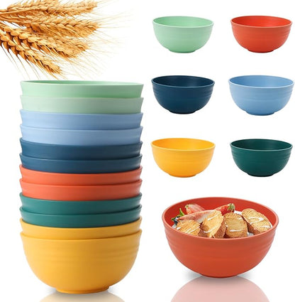 Lazycorner 12 Pcs Wheat Straw Cereal Bowls 26 Oz Wheat Straw Bowls Set Reusable by Lazycorner