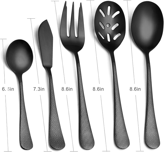 Matte Black Serving Set, sharecook 5-Piece 18/0 Stainless Steel Large Hostess - Image 2