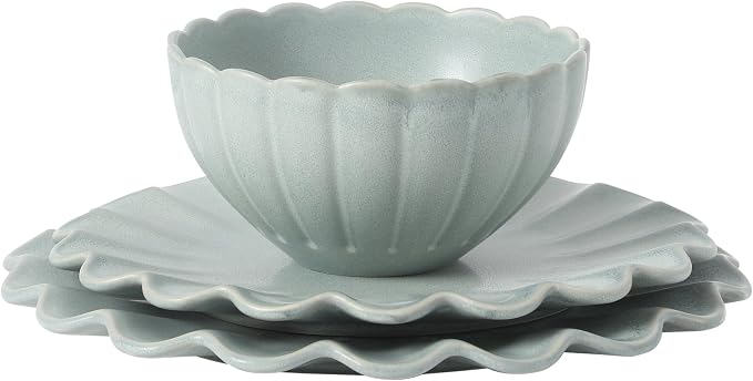 Gibson Elite Bistro Fleur Plates and Bowls Sets, 12-Piece Stoneware Dinnerware - Image 9