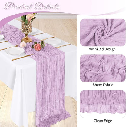 6 Pack Lavender Cheesecloth Table Runner, 17 x 108 inch, Semi Sheer Boho Cheese - Image 4
