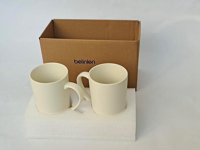 2 Pack 16 OZ Coffee Cup Simple Pure White Ceramic Cup Plain Large Tall White - Image 9