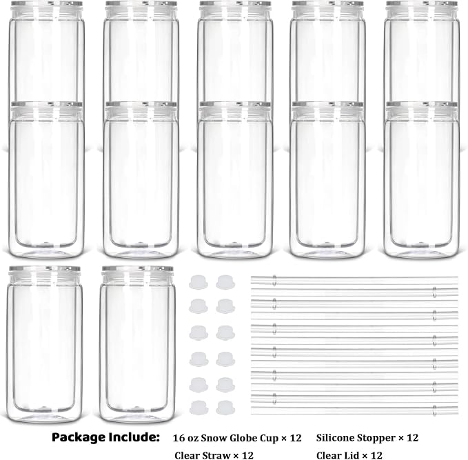 12 Pack Plastic Snow Globe Tumbler - Image 6