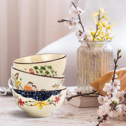 clothmile 4.5 Inch Japanese Retro Rice Bowls Set of 4 Japanese Style - Image 3