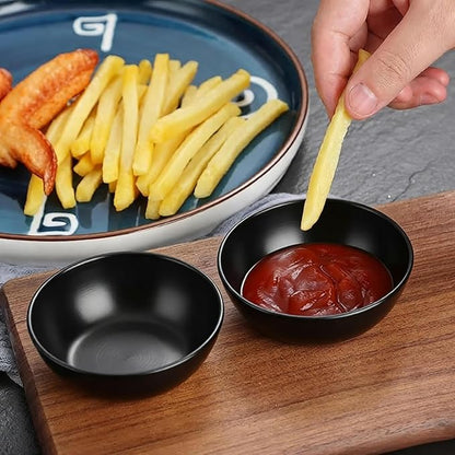 12 Pack 3.2 Inch Black Stainless Steel Dipping Bowls – Small Bowls for Dips, Soy Sauce, Condiments, Appetizers, Facial Bowl for Esthetician Use