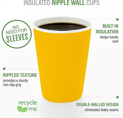 Restaurantware 8 Ounce Double Wall Disposable Coffee Cups, 500 Insulated Yellow - Image 4