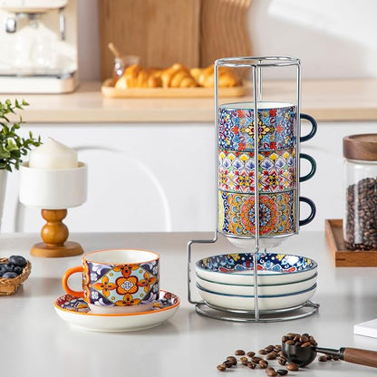 vancasso 8 Oz Espresso Cup Set of 4, Bohemian Ceramic - Image 7