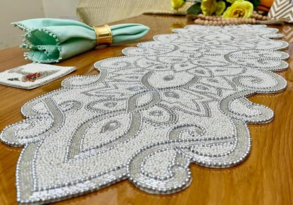 Beaded Table Runner Decorative Hand Glitz Rustic Farmhouse - Image 3