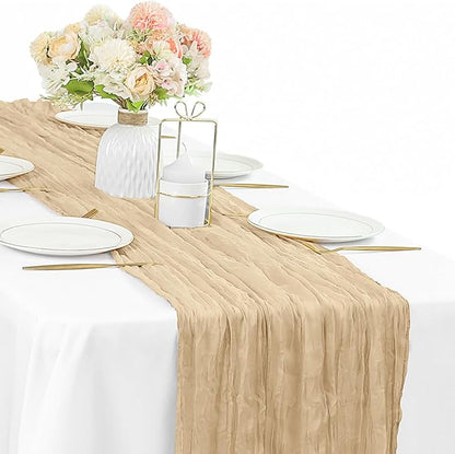 Sand 35 x 120 Inches Long Cheesecloth Table Runner Gauze Fabric 10Ft Boho Table by Sunnyline