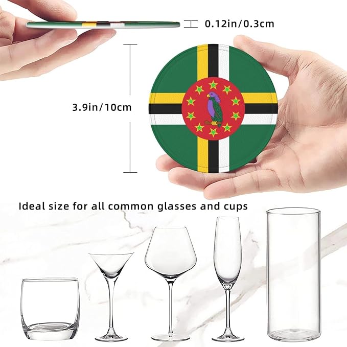 6 Pack Dominica Flag Leather Coaster - Image 4