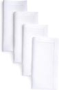 D'Moksha Homes White Linen Napkins Set of 4 - Classic Hemstitch 100% Pure Linen Hemstitch Dinner Napkins 20 x 20 Inch for Valentines, Spring, Easter - Handcrafted and Machine Washable