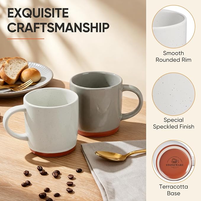 E-far Ceramic Coffee Mug Set of 4, 12oz Stoneware Coffee Cup - Image 3