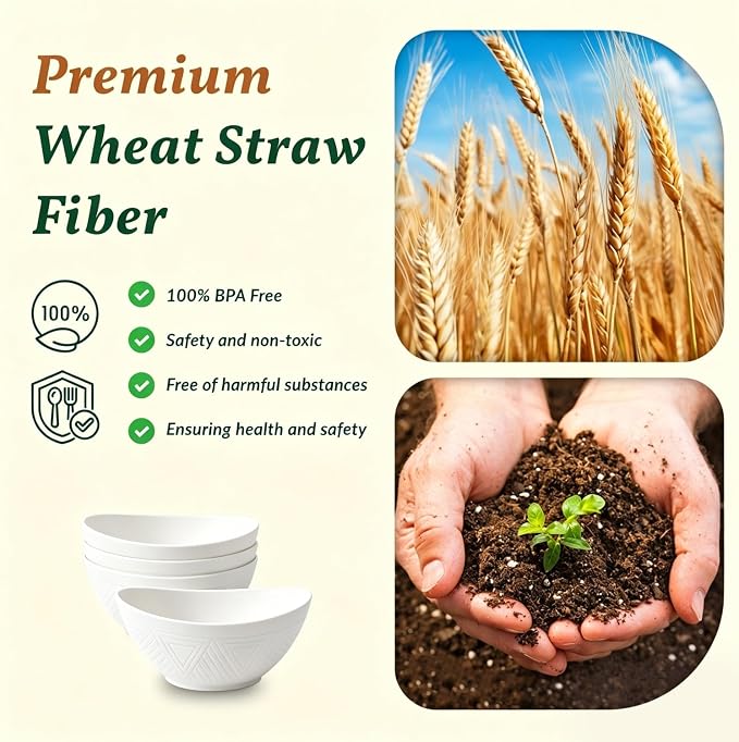 Wheat Straw Serving Bowls Unbreakable Serving Bowls - Image 3