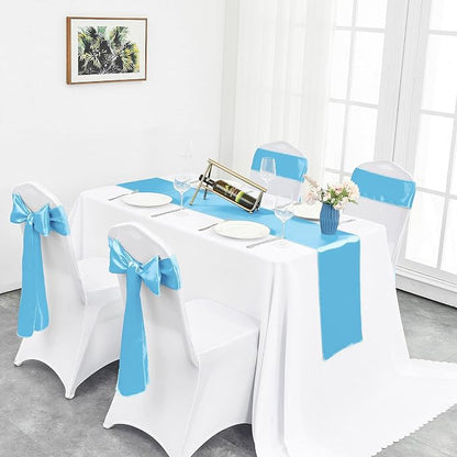 10-Pack Blue Satin Table Runner 12 x 108 Inch Long Bright and Smooth Silk - Image 5
