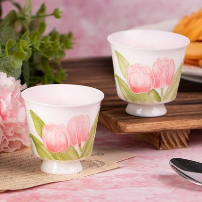 KAMMAK Ceramic Tea Cups Set of 2, 2.5 oz, Vintage Small Teacups, 713N | Hand - Image 5