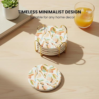 Ceramic Marble Coasters Set of 6, Absorbent Drink Coasters - Image 5