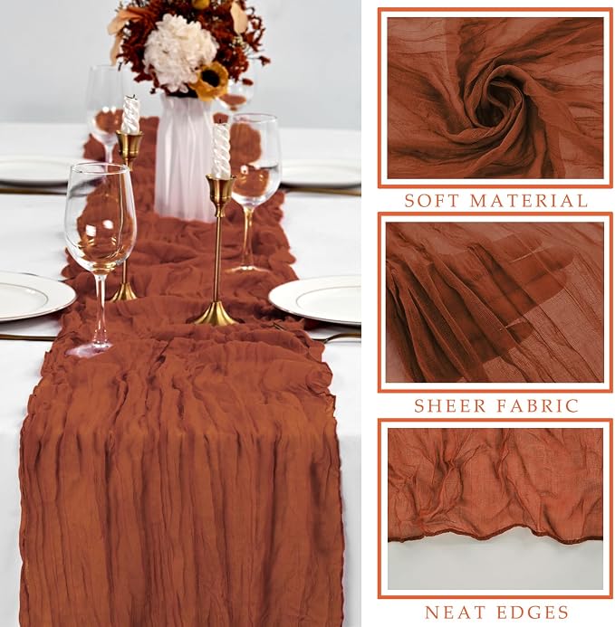 12 Pcs Cheesecloth Table Runner 10FT Terracotta Runner - Image 2