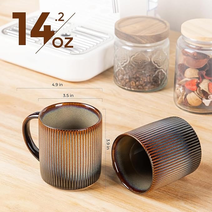theterra Ceramic Coffee Mugs Set of 4, 14.2 oz Coffee Cups - Image 2