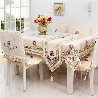 LeLehome Classic Flowers Embroidered Lace Table Runner 15" X 69" Long Satin - Image 3