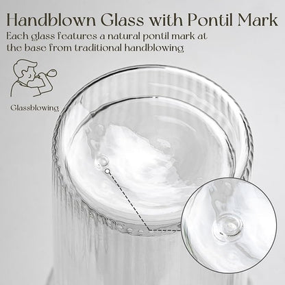 KEMORELA Iced Coffee Cups with Lids 20oz Ribbed Double Wall Glass Cups with - Image 8