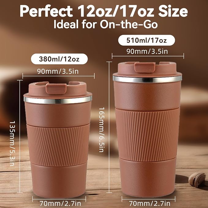 12OZ Travel Coffee Mug Insulated Coffee Cup - Image 2