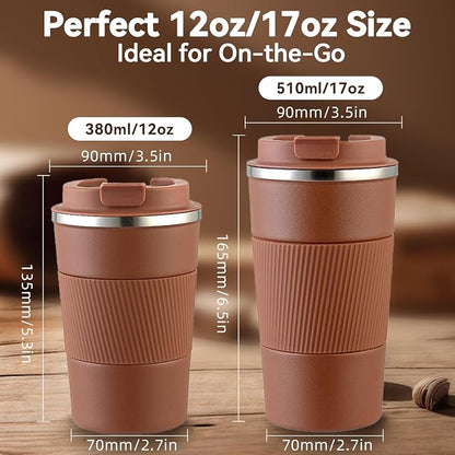 12OZ Travel Coffee Mug Insulated Coffee Cup - Image 2