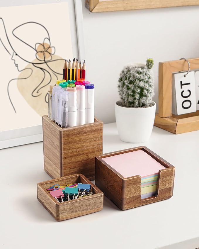 Acacia Wood Desk Organizer Set - Image 4