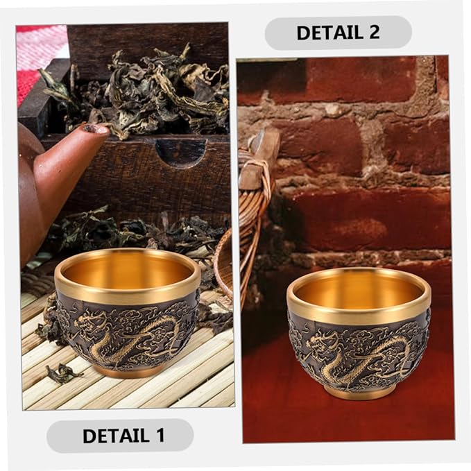 ABOOFAN 2 Pcs Chinese Style Retro Teacup Dragon Pattern Antique Tea Cup Solid - Image 6