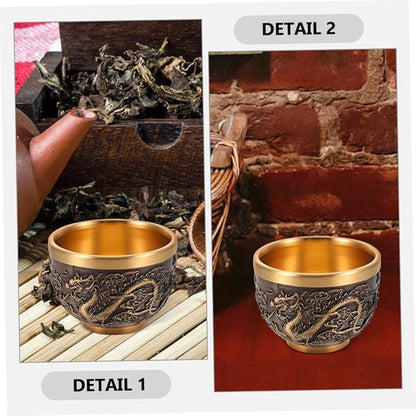 ABOOFAN 2 Pcs Chinese Style Retro Teacup Dragon Pattern Antique Tea Cup Solid - Image 6