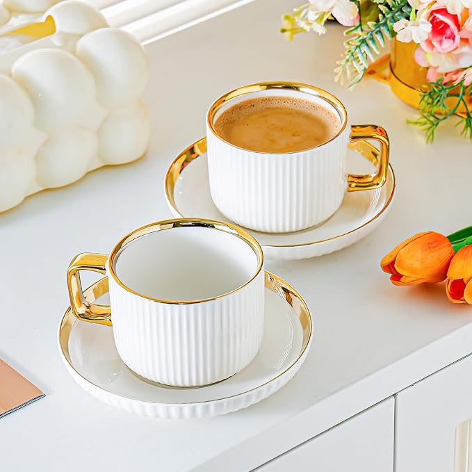 Ceramic Coffee Cup and Saucer Set - Image 2