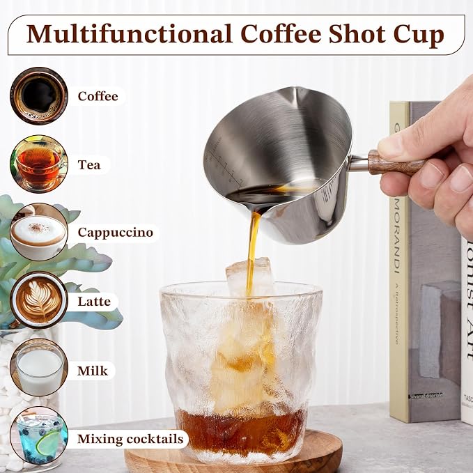 Amrules Espresso Cup, 6.8 oz/200 ml Stainless Steel Coffee Shot Measuring Cup - Image 6