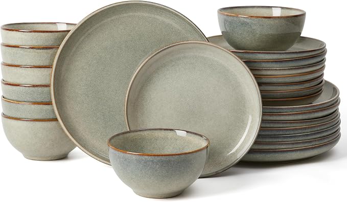 24 Piece Dinnerware Sets for 8, Modern Stoneware Plates and Bowls Setst - Image 9