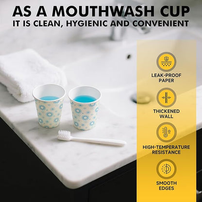 RACETOP [300 Pack] Paper Cups 3 oz, Bathroom Cups 3 oz, Disposable Bathroom Paper Cups, Small Mouthwash Cups, Ideal for Party, Travel, Events, Picnic