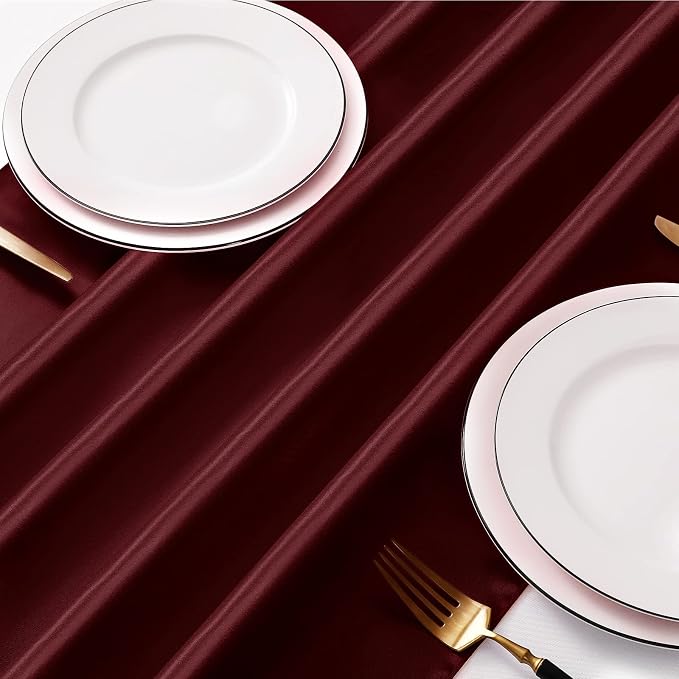Manyshofu Maroon Satin Table Runner 12x108 - Image 3