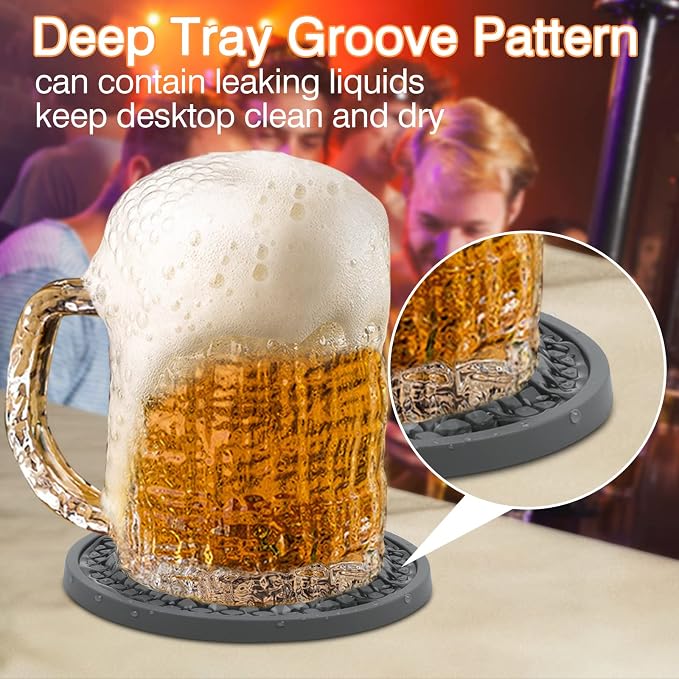 3 Pack Silicone Coasters for Drinks, Thickened Coaster - Image 3