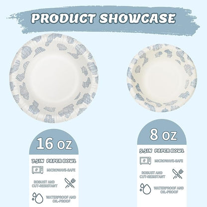 30 Pack Paper Bowls, 16 Oz Disposable Soup Bowl, Heavy Duty Printed Disposable - Image 6