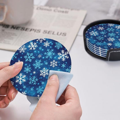 Winter Blue Snowflakes Coasters - Image 5