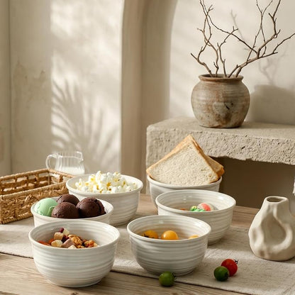 Ceramic Soup Bowls Set of 6, 20 Ounce Deep Creamy White Cereal Bowls, Microwave - Image 6